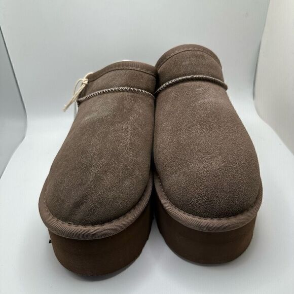 CUSHIONAIRE Women's Genuine Suede Cozy Mule Platform +Memory Foam 9 TAUPE - Picture 2 of 7